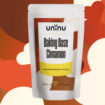 uninu - Baking Base Cinnamon - Backmischung:
Drei Zutaten. Ein Schritt. Kein Aufwand: Ausschließlich Backtriebmittel, Salz und feiner echter Zimt – komplett ohne künstliche Zusätze oder Trennmittel.