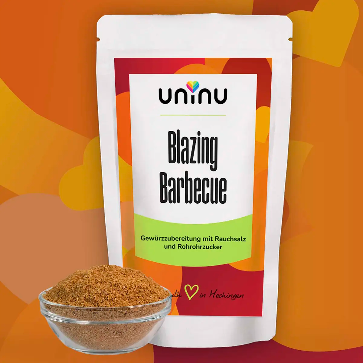 uninu - Blazing_Barbecue - Gewuerzsalz: Echtes BBQ-Feeling für deine Küche! Ideal zum Marinieren, Würzen, Verfeinern. Mit Zwiebeln, Rauchsalz, Paprika, Kreuzkümmel & Ingwer. Jetzt bestellen!