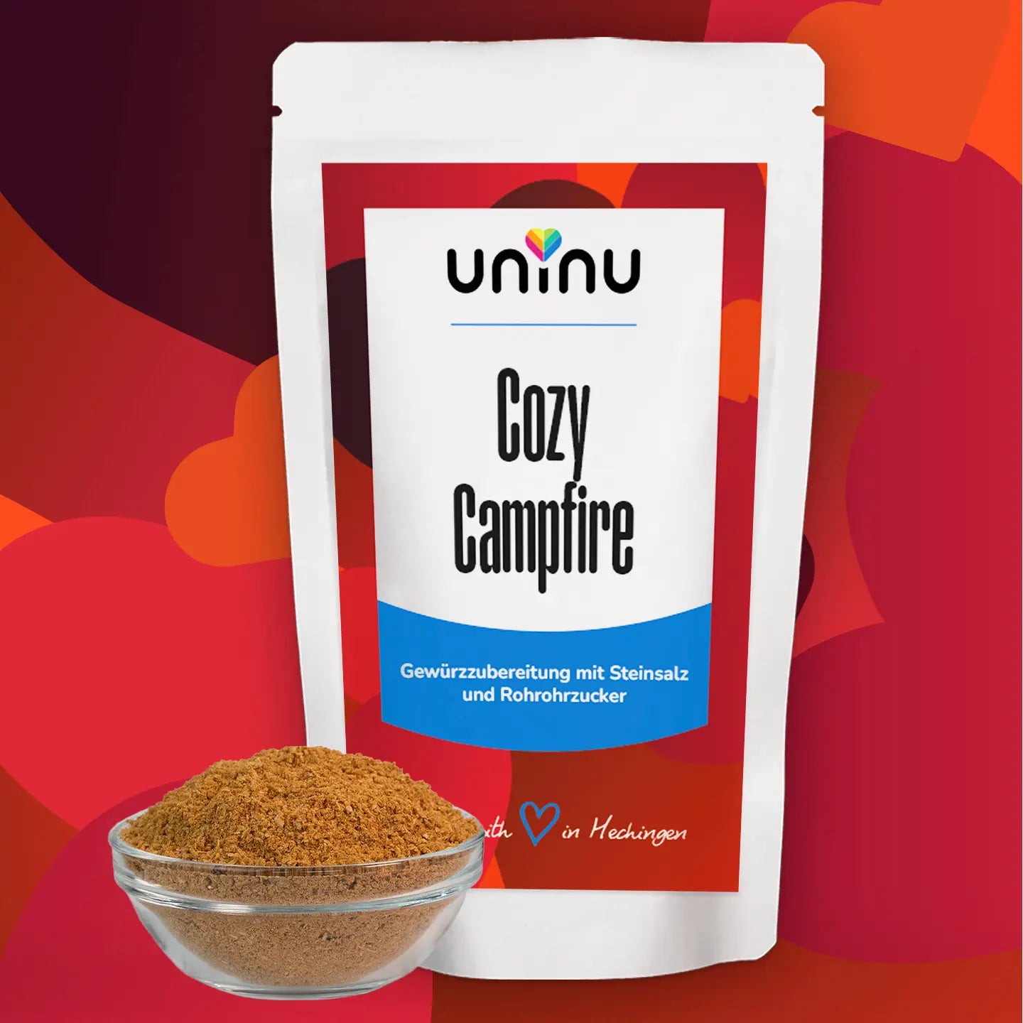 uninu - Cozy Campfire - Gewuerzsalz:
BBQ-Geschmack, ganz ohne Smoker. Mit Paprika, Kreuzkümmel, Rauchsalz, Knoblauch & Urmeer-Steinsalz – perfekt für Spareribs, Pulled Pork oder marinierten Tofu.