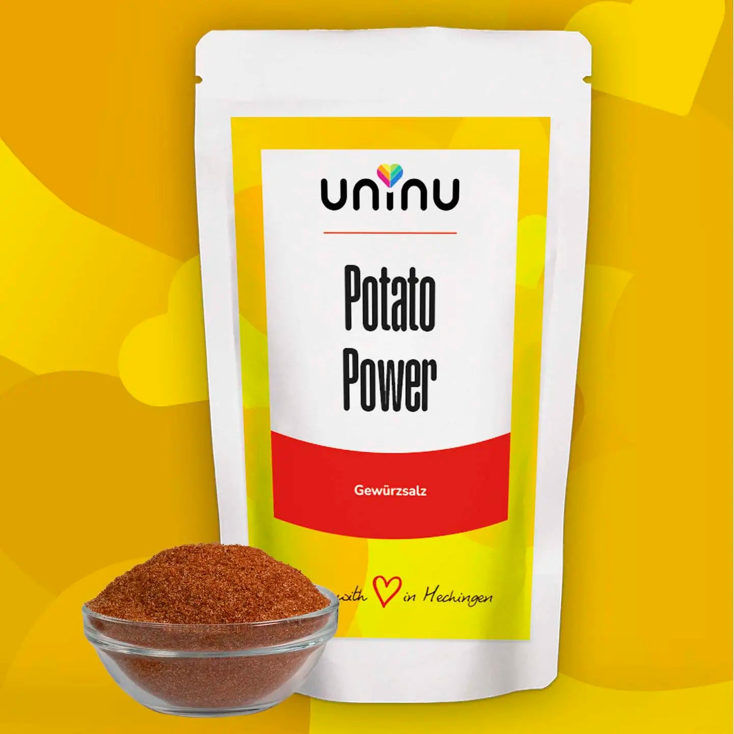 uninu - Potato Power - Gewuerzsalz:
Mehr als Pommes-Würze! Auch für Ofengemüse, Tofu, Hähnchen, oder kurz: Wenn’s gebraten, gebacken oder goldgelb ist. Mit Paprika, Rauchsalz & Urmeer-Steinsalz.